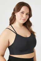 Women's Strappy Longline Sports Bra in Black, 0X