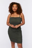 Women's Ruched Bodycon Mini Dress in Cypress , 0X