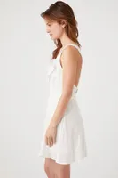 Women's Eyelet Crisscross Mini Dress in White Large