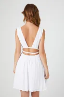 Women's Plunging Caged-Back Mini Dress in Ivory Large