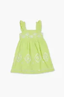 Girls Butterfly-Sleeve Eyelet Dress (Kids) in Lime, 13/14