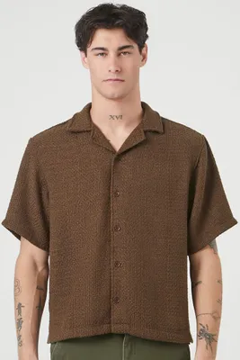 Men Cropped Boucle Short-Sleeve Shirt Latte