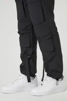 Men Toggle Drawstring Cargo Joggers in Black Large