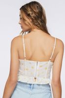 Women's Floral Print Ruffled Cropped Cami White