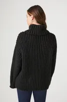 Women's Drop-Sleeve Turtleneck Sweater in Black Small