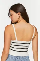 Women's Striped Sweater-Knit Cami in Cream/Black, XL