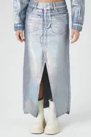 Women's Iridescent Denim A-Line Maxi Skirt Small