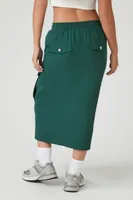 Women's Zip-Front Cargo Midi Skirt in Hunter Green Small