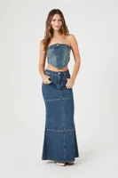 Women's Reworked Denim Tube Top Medium