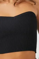 Women's Compact Ribbed Knit Tube Top in Black Large