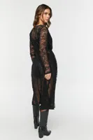 Women's Sheer Lace Longline Jacket in Black Small