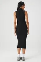 Women's Ribbed Knit Mock Neck Midi Dress