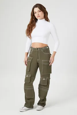 Women's Twill Topstitched Cargo Pants