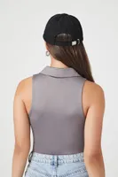 Women's Contour Split-Neck Crop Top Charcoal