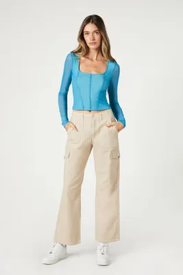 Women's Cotton Cargo Pants in Khaki Large