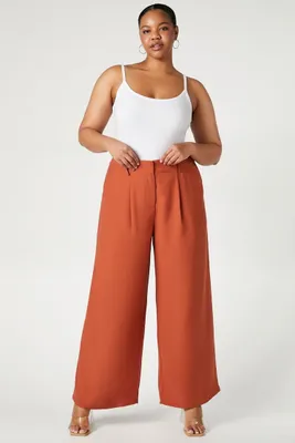 Women's Satin Wide-Leg Trousers in Clay, 0X