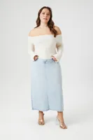 Women's Denim Maxi Skirt in Medium Denim, 0X