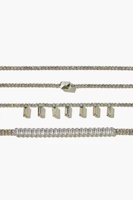 Women's Faux Gem & Rhinestone Bracelet Set in Silver