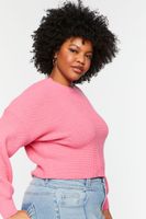 Women's Purl Knit Cropped Sweater in Peony, 0X