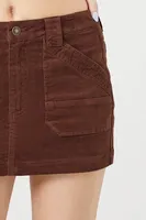 Women's Corduroy A-Line Mini Skirt in Chocolate Large