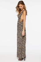 Women's Floral Print Maxi Dress in Black Small