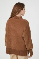 Women's Ribbed Mock Neck Sweater Brown