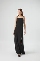 Women's Satin Tie-Strap Maxi Dress in Black Small