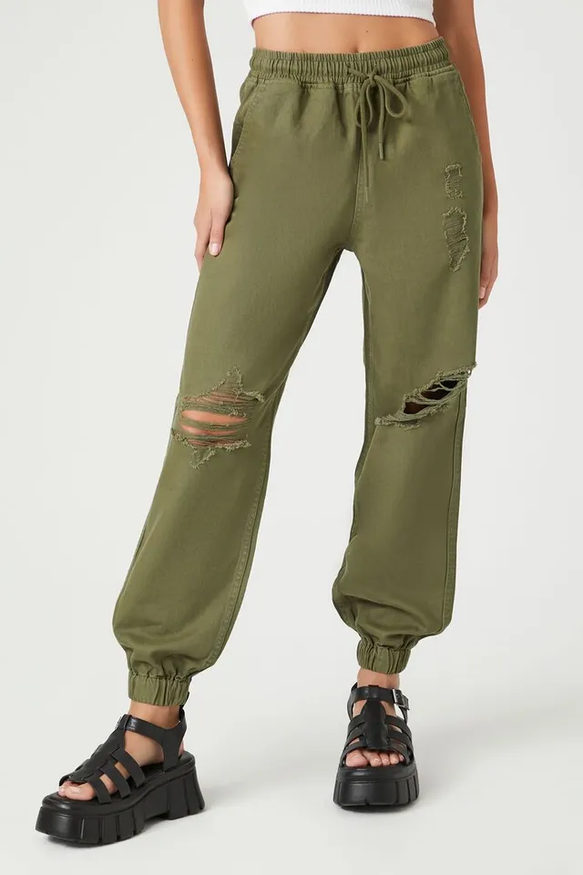 Forever 21 Women's Twill Drawstring Joggers