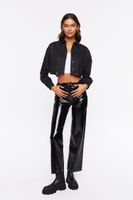 Women's Cropped Drop-Sleeve Shirt in Black Small