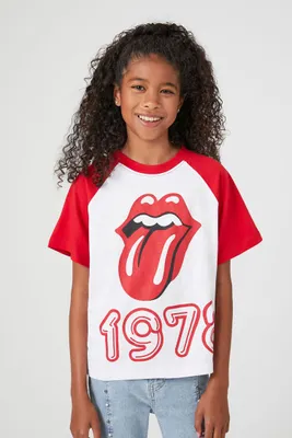 Girls Rolling Stones Raglan T-Shirt (Kids) White,
