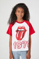 Girls Rolling Stones Raglan T-Shirt (Kids) in White, 9/10