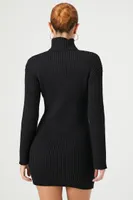 Women's Turtleneck Mini Sweater Dress Black,