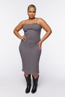 Women's Smocked Bodycon Midi Dress Pewter,