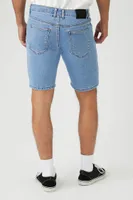 Men Denim Moto Shorts in Medium Denim, 38