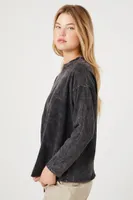 Women's Mineral Wash Long-Sleeve Top in Charcoal Medium