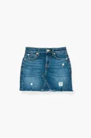 Girls Distressed Denim Skirt (Kids) in Medium Denim, 9/10