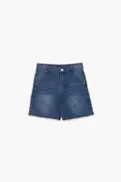 Girls Frayed Denim Shorts (Kids) in Medium Denim, 9/10