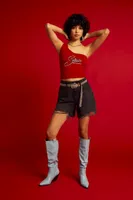 Women's Selena Graphic Crop Top in Red/Black Small