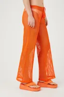 Women's Sheer Mesh Flare Pants in Sunset Small