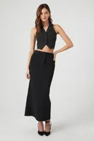 Women's Midi Column Slit Skirt Black