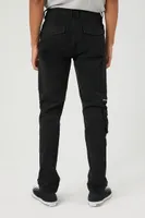 Men Slim-Fit Cargo Pants in Black, 32