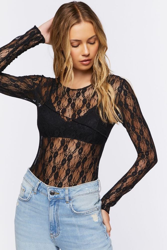 sheer floral bodysuit