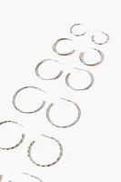 Women's Assorted Hoop Earring Set in Silver