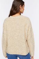 Women's Fuzzy Knit Long Sleeve Sweater in Taupe Medium