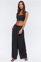 Women's Lace-Up Crop Top in Black Medium