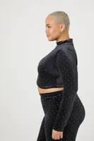 Women's Velvet Rhinestone Crop Top Black,