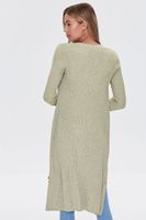 Women's Ribbed Longline Cardigan Sweater in Light Olive Small