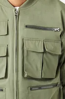 Men Pocket Trucker Jacket in Olive Large