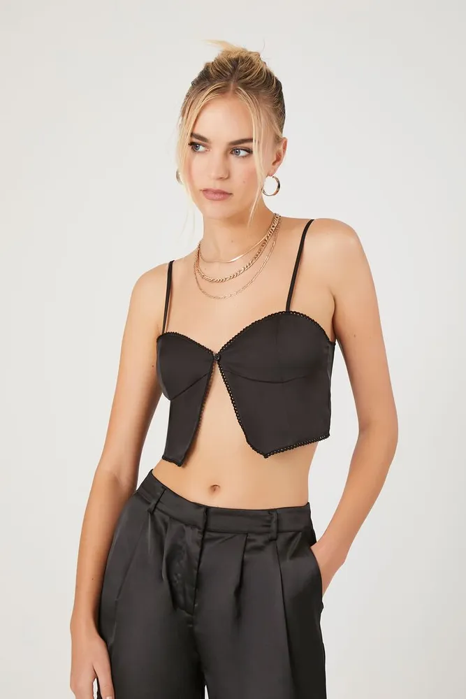 Women's Split-Hem Cropped Cami in Black Small