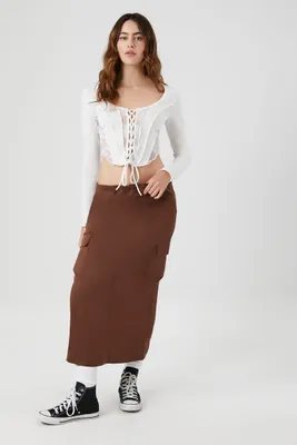 Women's Cargo Maxi Skirt in Chocolate Medium